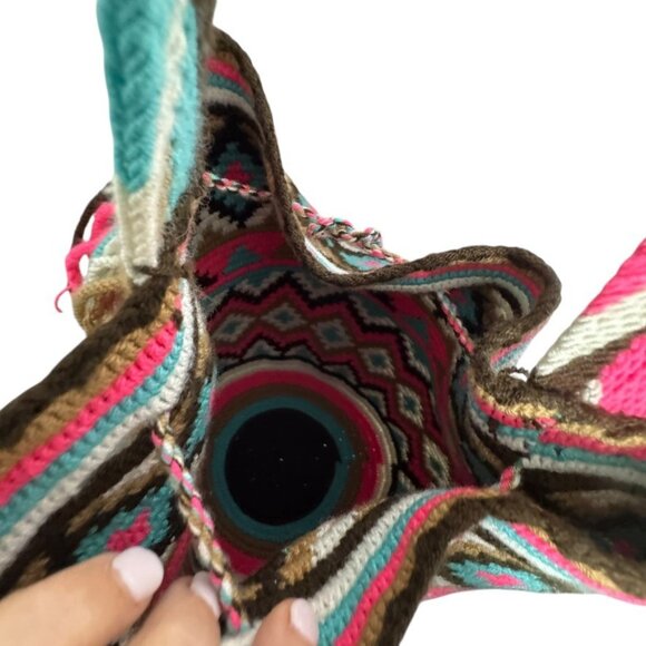 Wayuu Mochila Bag 100% Authentic Handmade Large Size drawstring bucket handbag - Picture 9 of 10